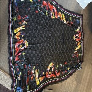 Alexander McQueen Black Multicolor Skull Scarf